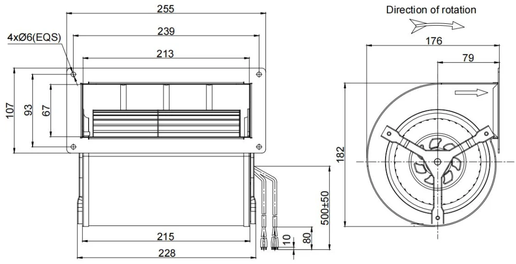 220V/230V IP55 Motor Large Volume Ec-AC Double Inlet Air BLDC Blower Fan