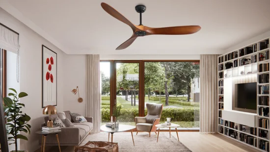 2023 Le plus récent ventilateur de plafond en bois BLDC à 5 vitesses avec télécommande