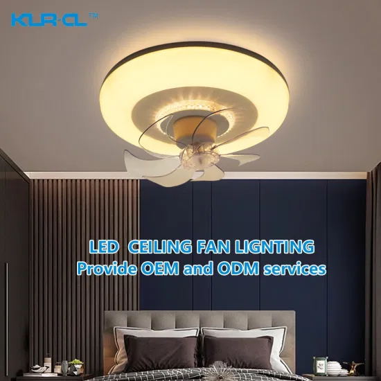 Lumière de ventilateur de plafond LED à économie d'énergie, application mobile européenne transparente à lame invisible
